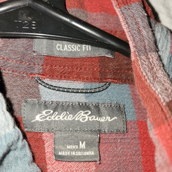 Eddie Bauer, Medium, red, blue, shirt - Picture 3 of 5